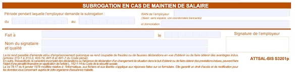 subrogation sur l'attestation de salaire de maternité