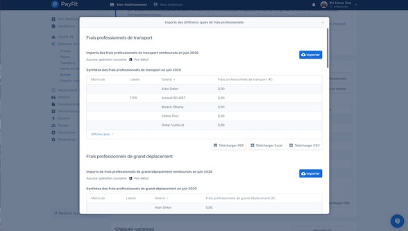 Avantage en nature et frais professionnels sur PayFit