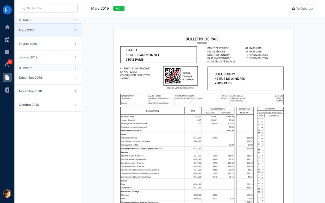 QR code bulletin de paie