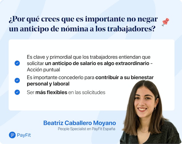 Beatriz Caballero sobre el anticipo de nómina