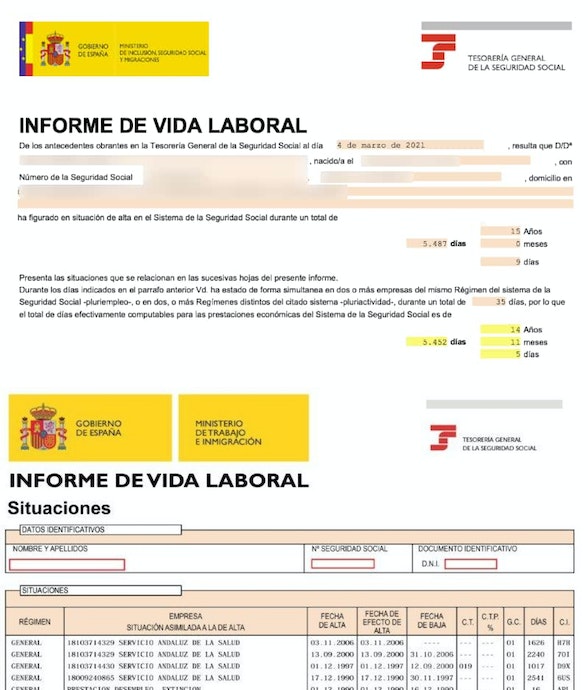 Informe de la vida laboral