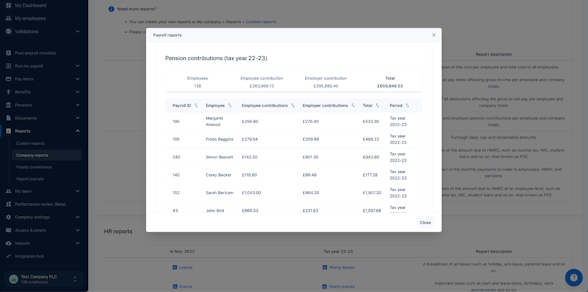 pensions contributions report