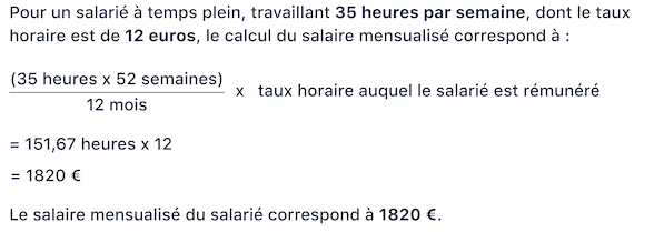 Mensualisation du salaire - Exemple 1