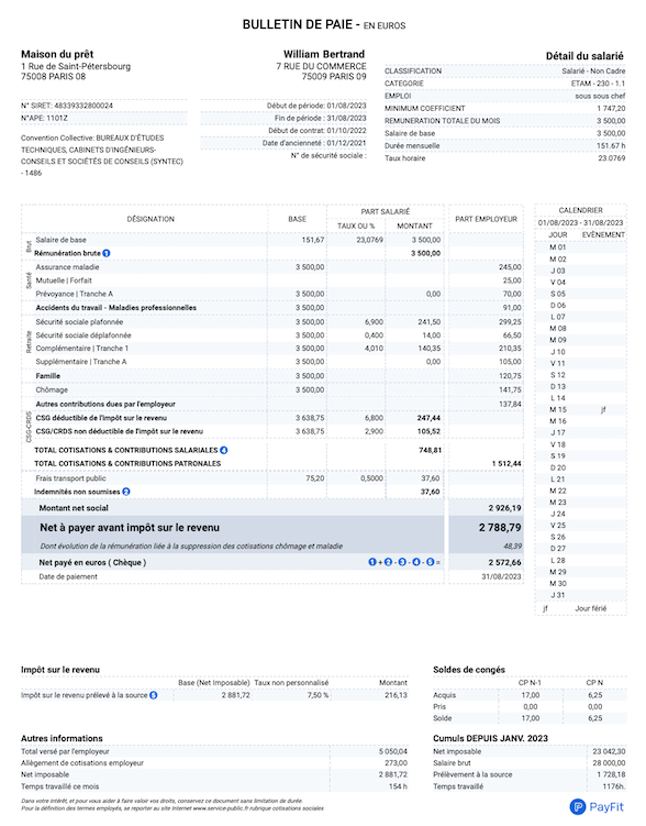 Bulletin de salaire