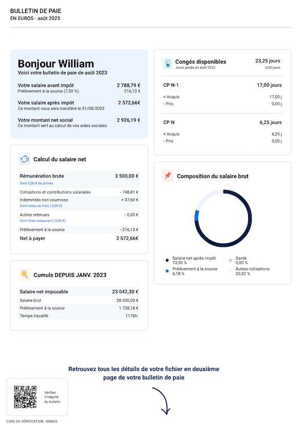 Récapitulatif du bulletin de paie - PayFit
