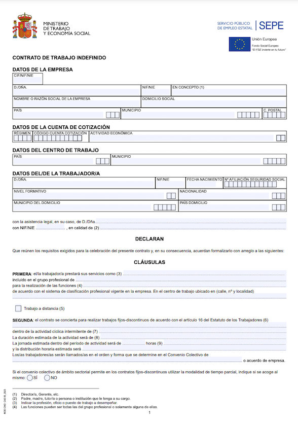 Contrato 300 para fijos discontinuos