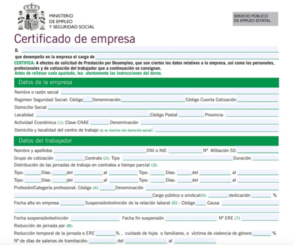 Certificado de empresa