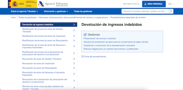 Devolución de ingresos indebidos